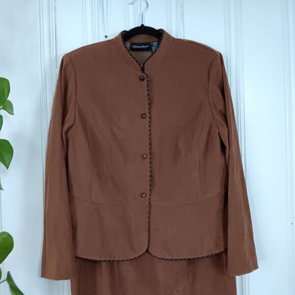Melissa Harper Women's Brown Two Piece Set Long Dress with Jacket Size 16 - Picture 2 of 12
